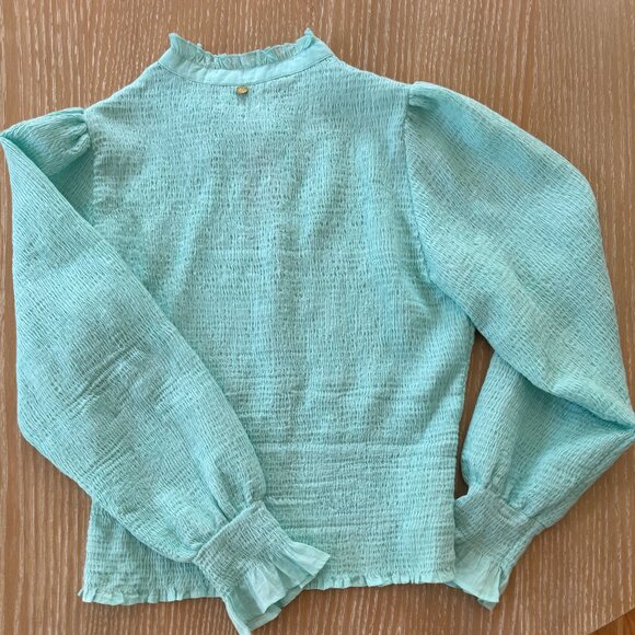 Antik Batik Voile Ruffle Cuff Long Sleeve Shirt from Paris, France NWOT, Sz M - Picture 5 of 9